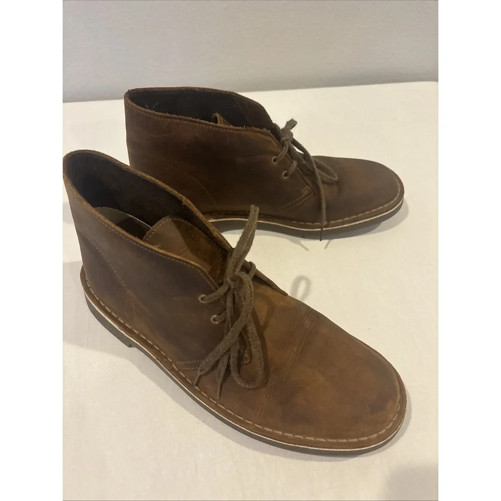 Mens Clarks Bushacre Dark Brown Leather Chukka Ankle Boots Size 9 M